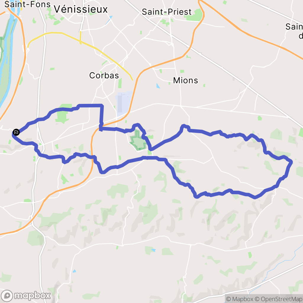 Solaize : carte du parcours de randonnée - France