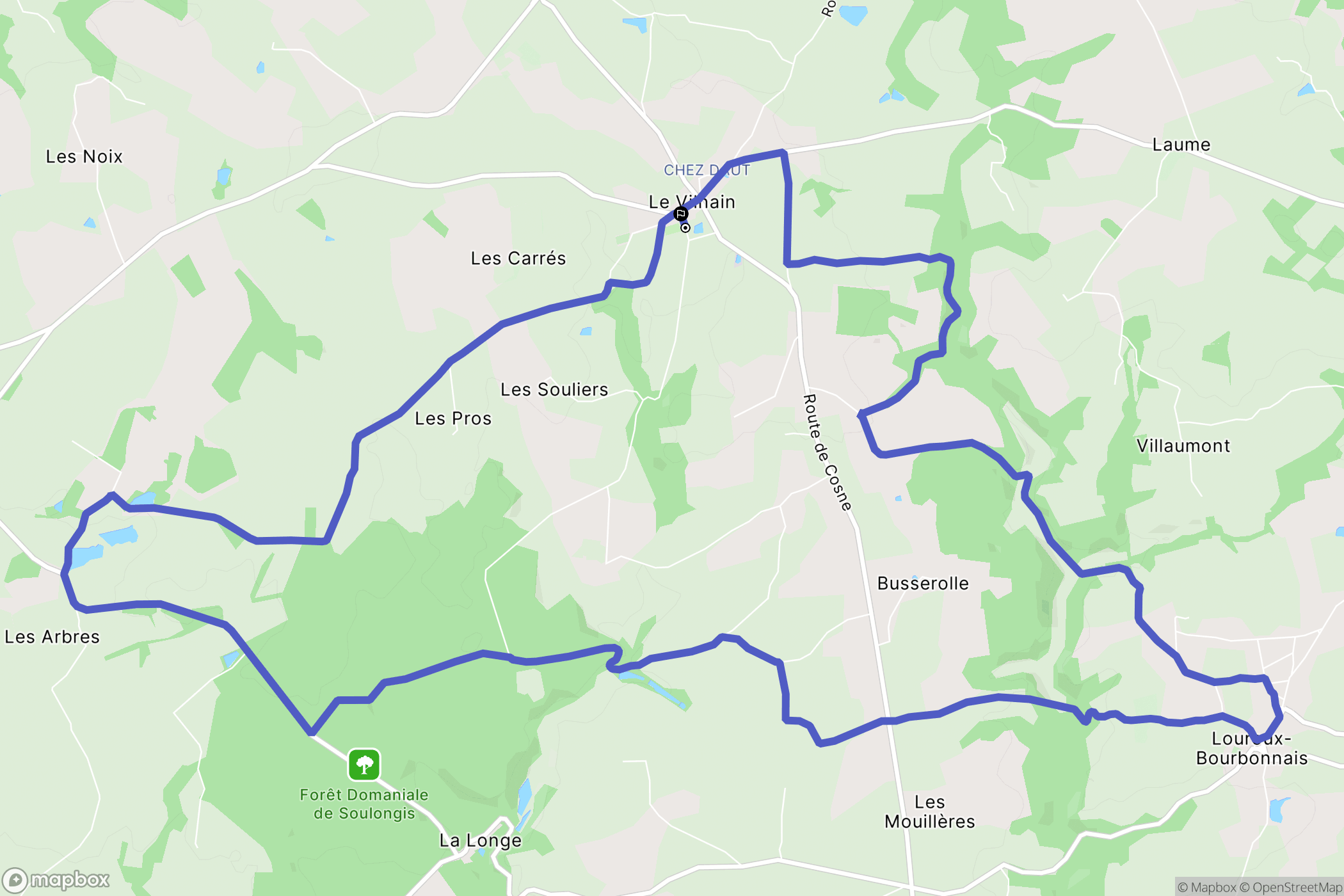 Le Vilhain : carte du parcours de randonnée - France
