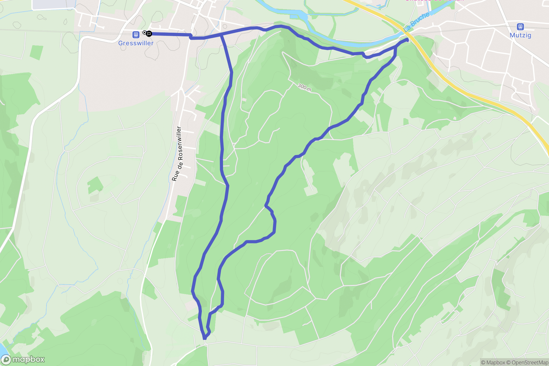 Gresswiller : carte du parcours de randonnée - France