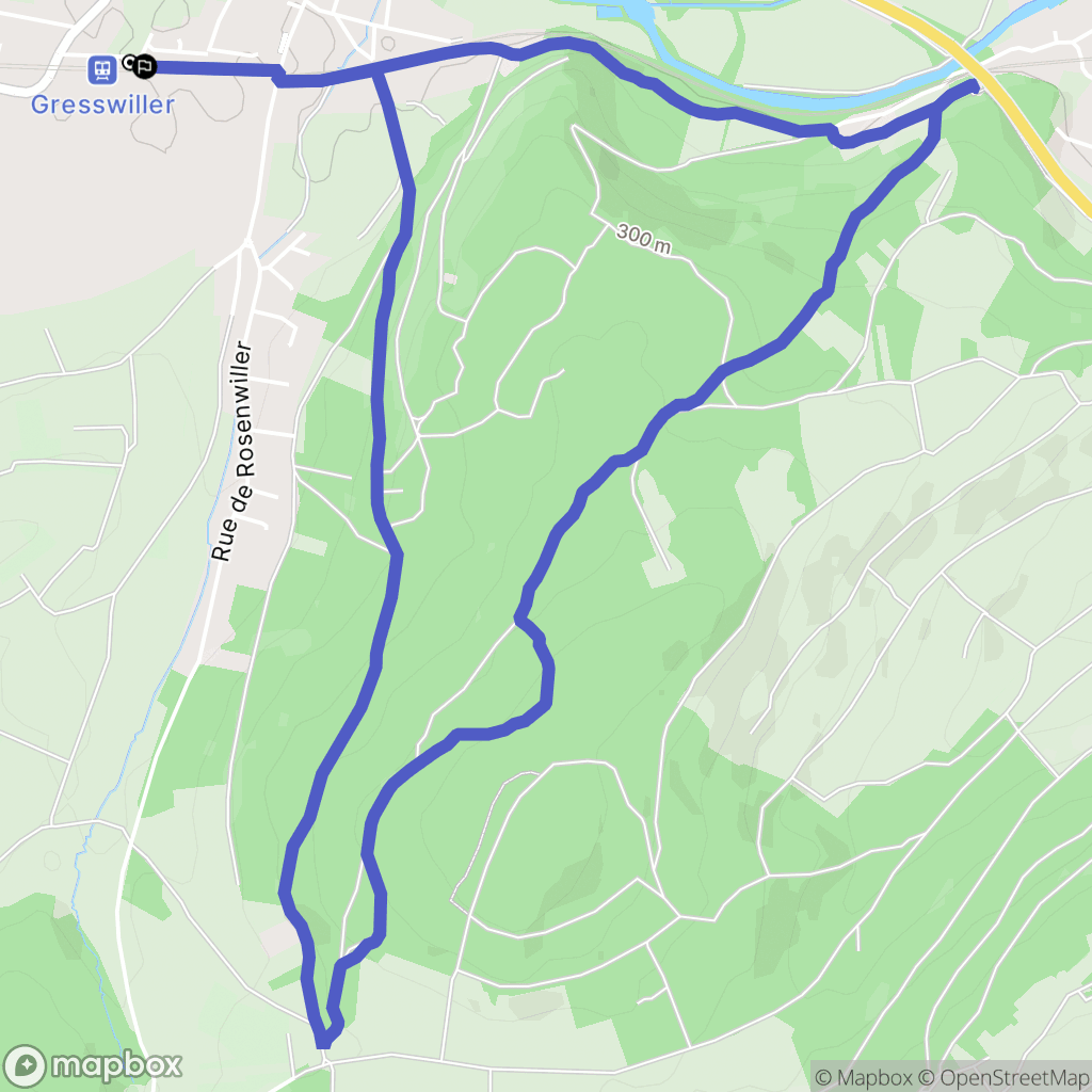 Gresswiller : carte du parcours de randonnée - France