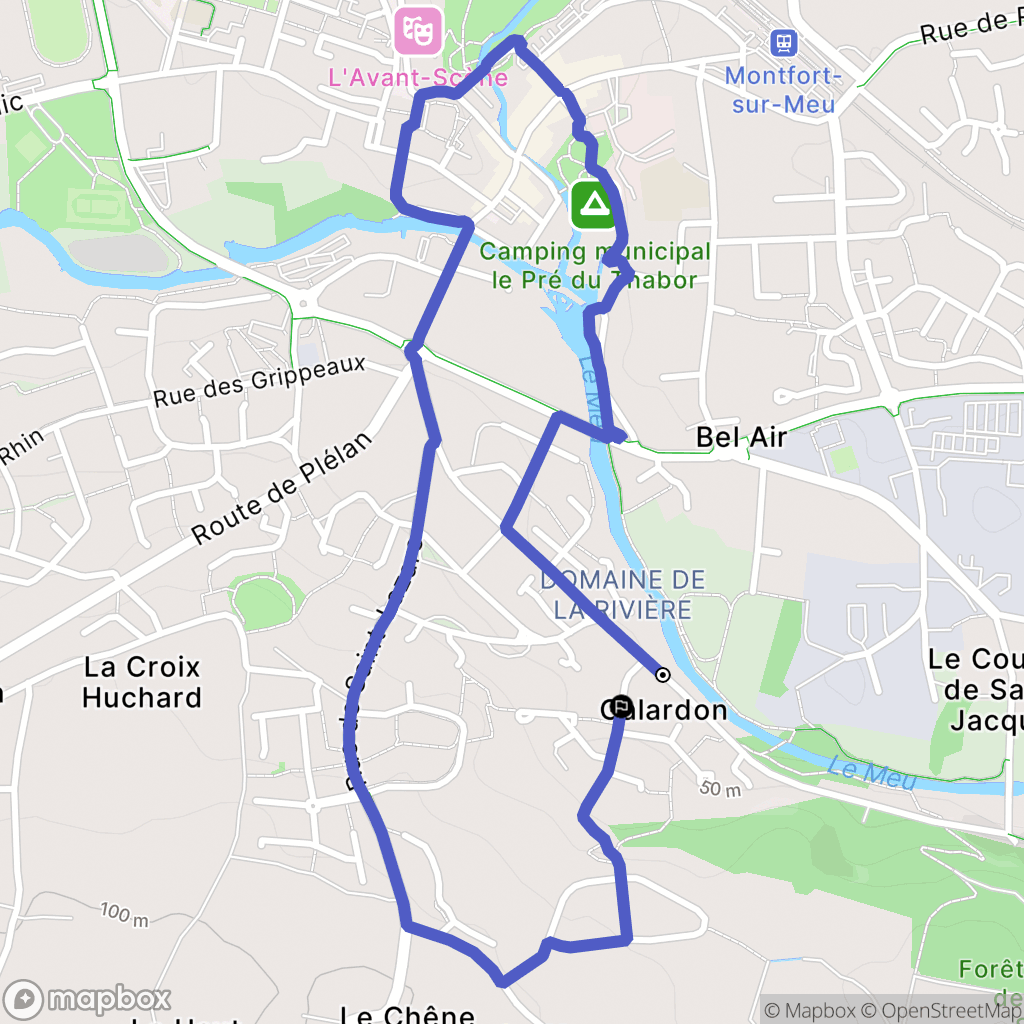 Montfort-sur-Meu : carte du parcours de randonnée - France