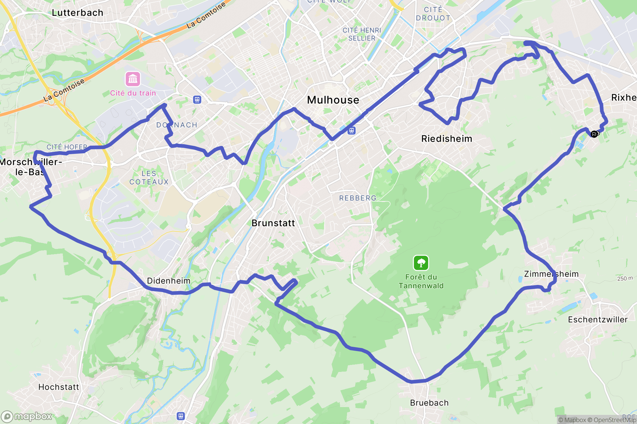 Rixheim : carte du parcours de randonnée - France