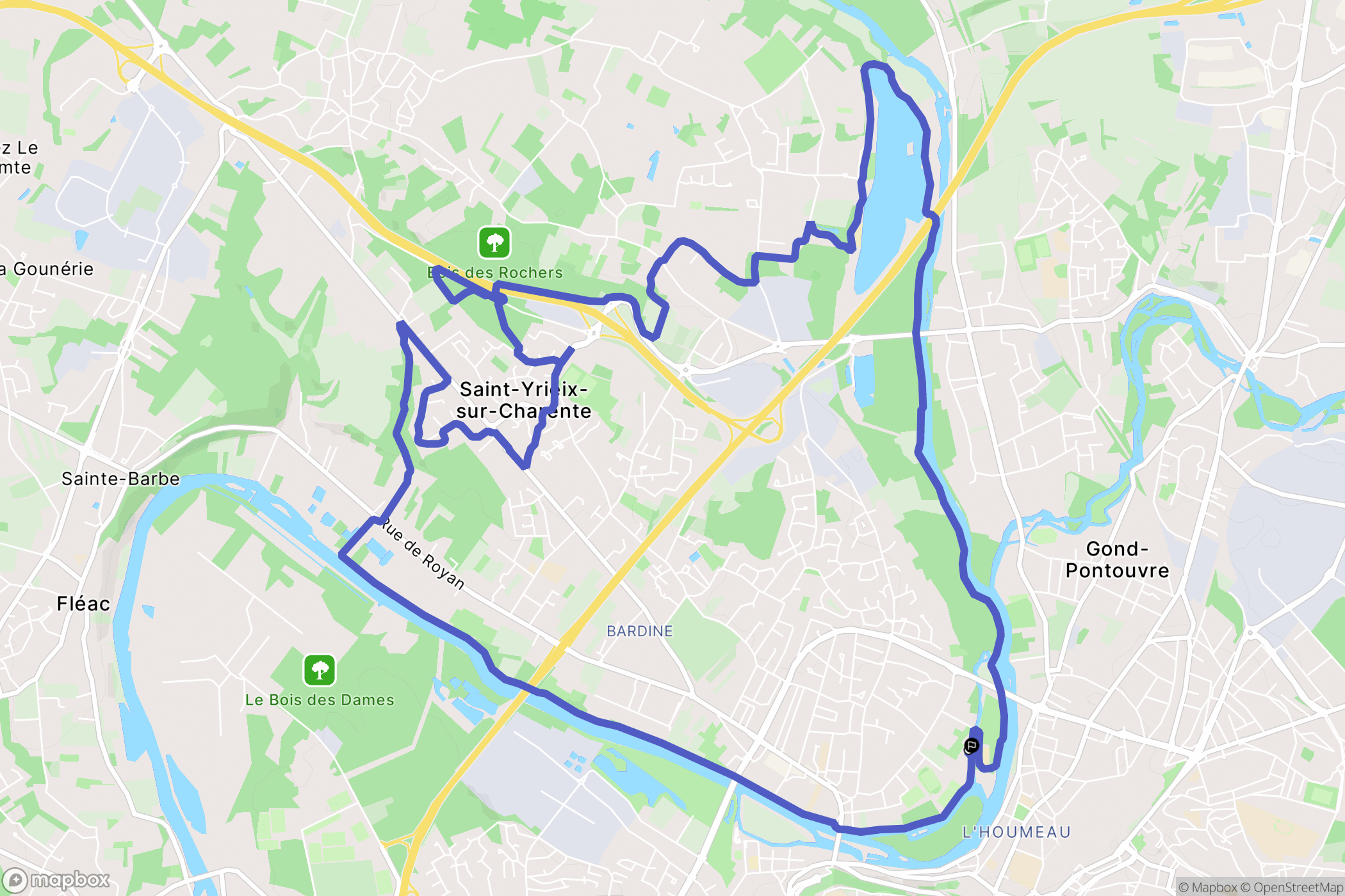 Angoulême : carte du parcours de randonnée - France