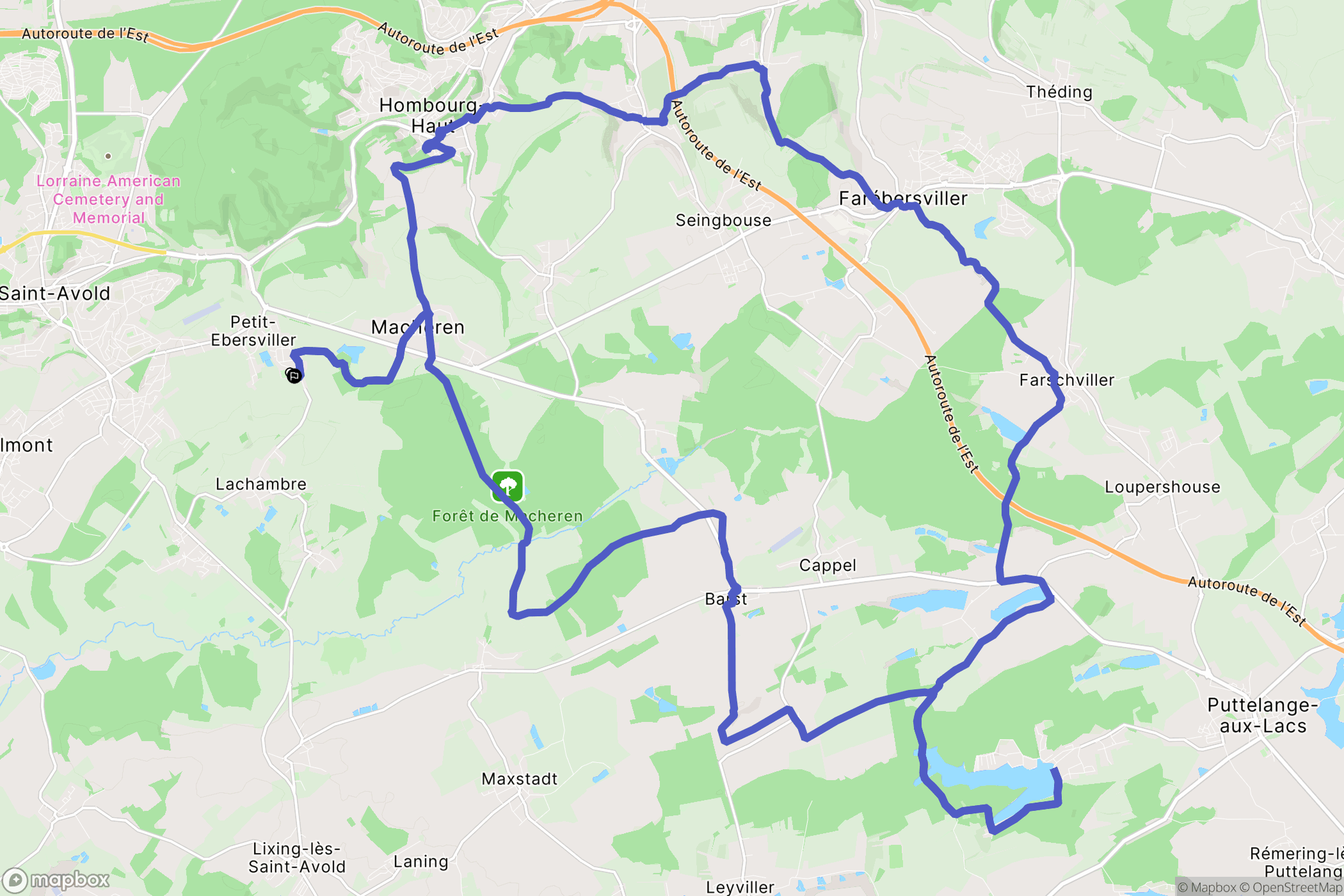 Macheren : carte du parcours de randonnée - France
