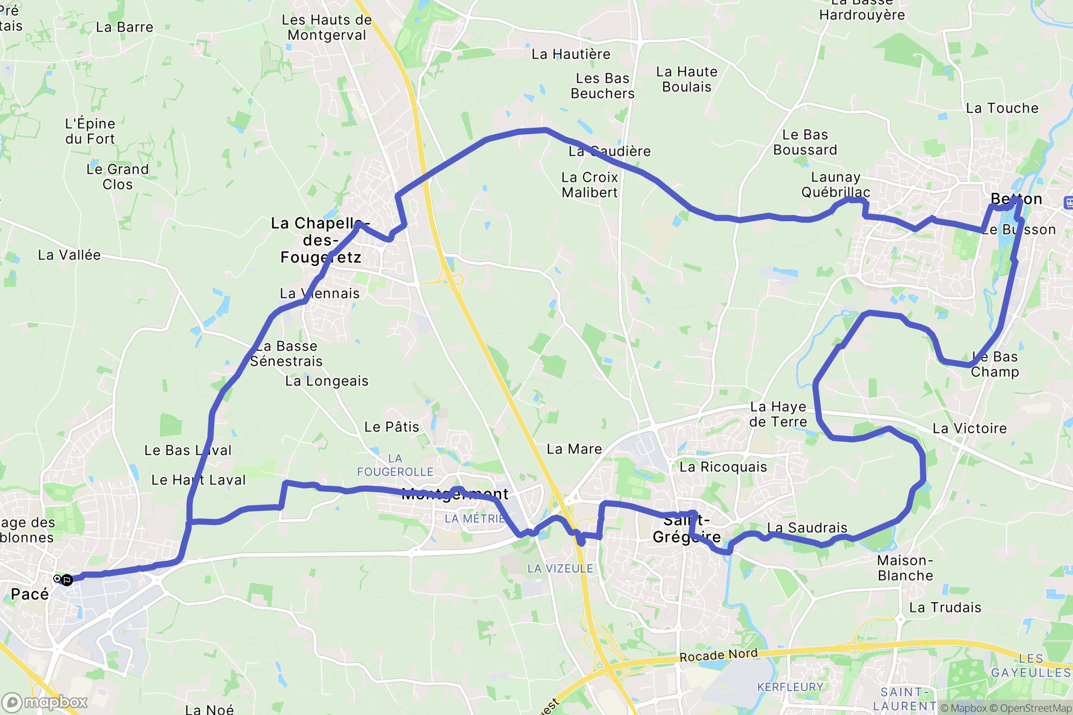 Pacé : carte du parcours de randonnée - France