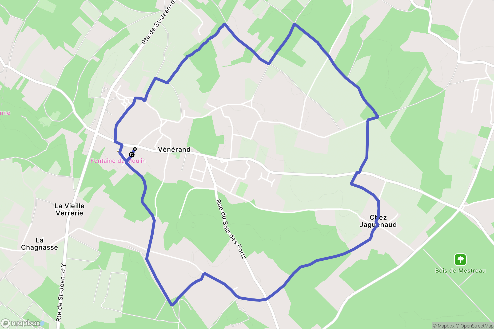 Vénérand : carte du parcours de randonnée - France