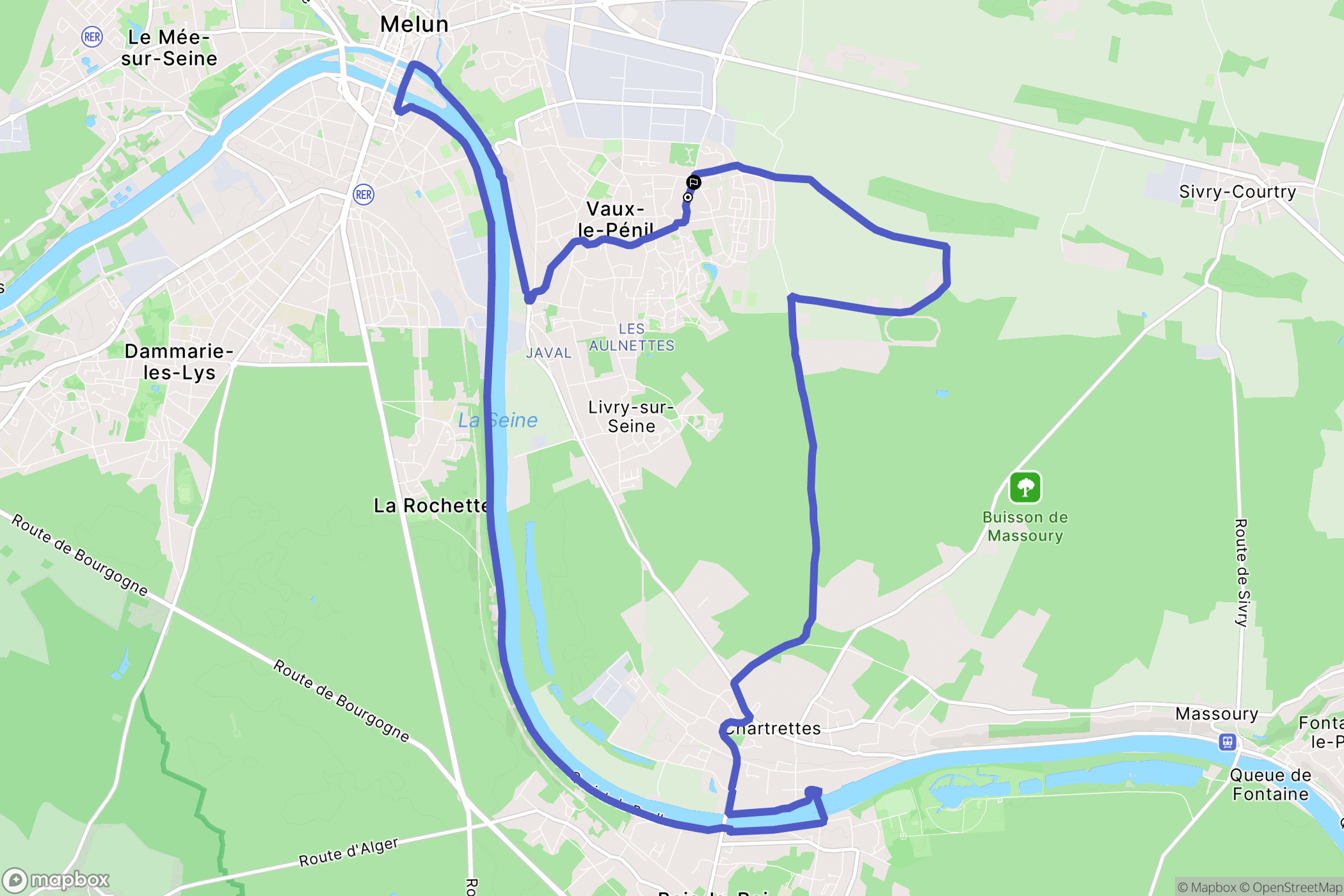 Vaux-le-Pénil : carte du parcours de randonnée - France