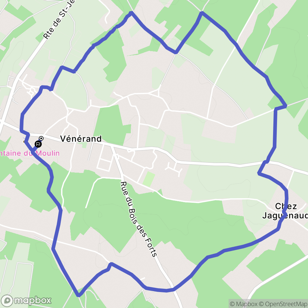 Vénérand : carte du parcours de randonnée - France