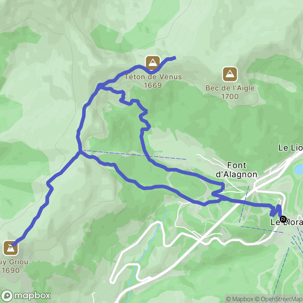 Laveissière : carte du parcours de randonnée - France