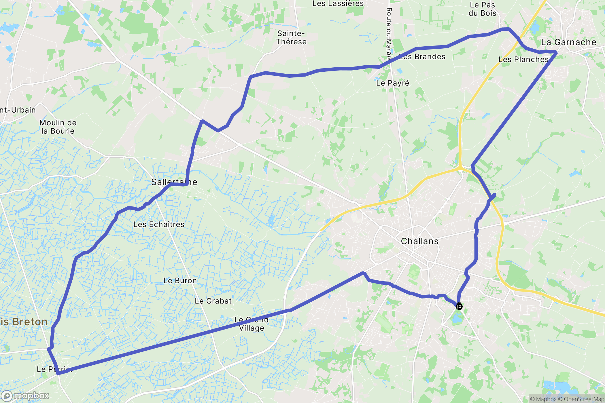 Challans : carte du parcours de randonnée - France