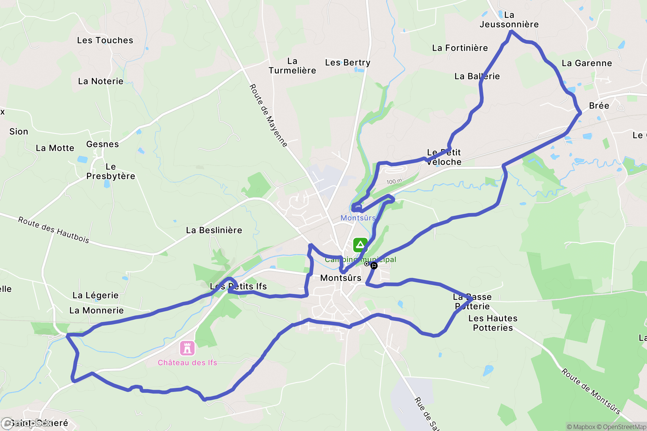 Montsûrs : carte du parcours de randonnée - France