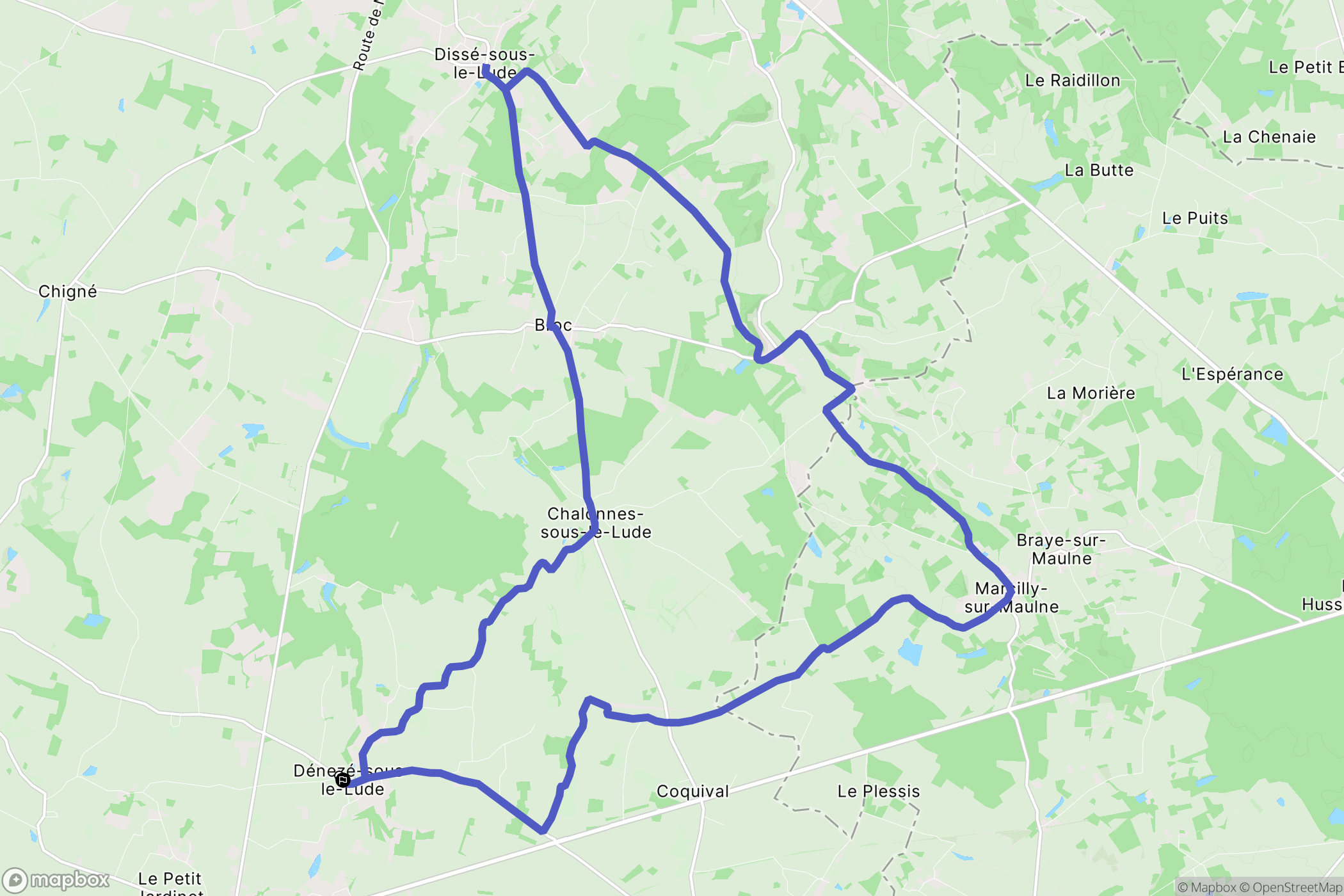Noyant-Villages : carte du parcours de randonnée - France