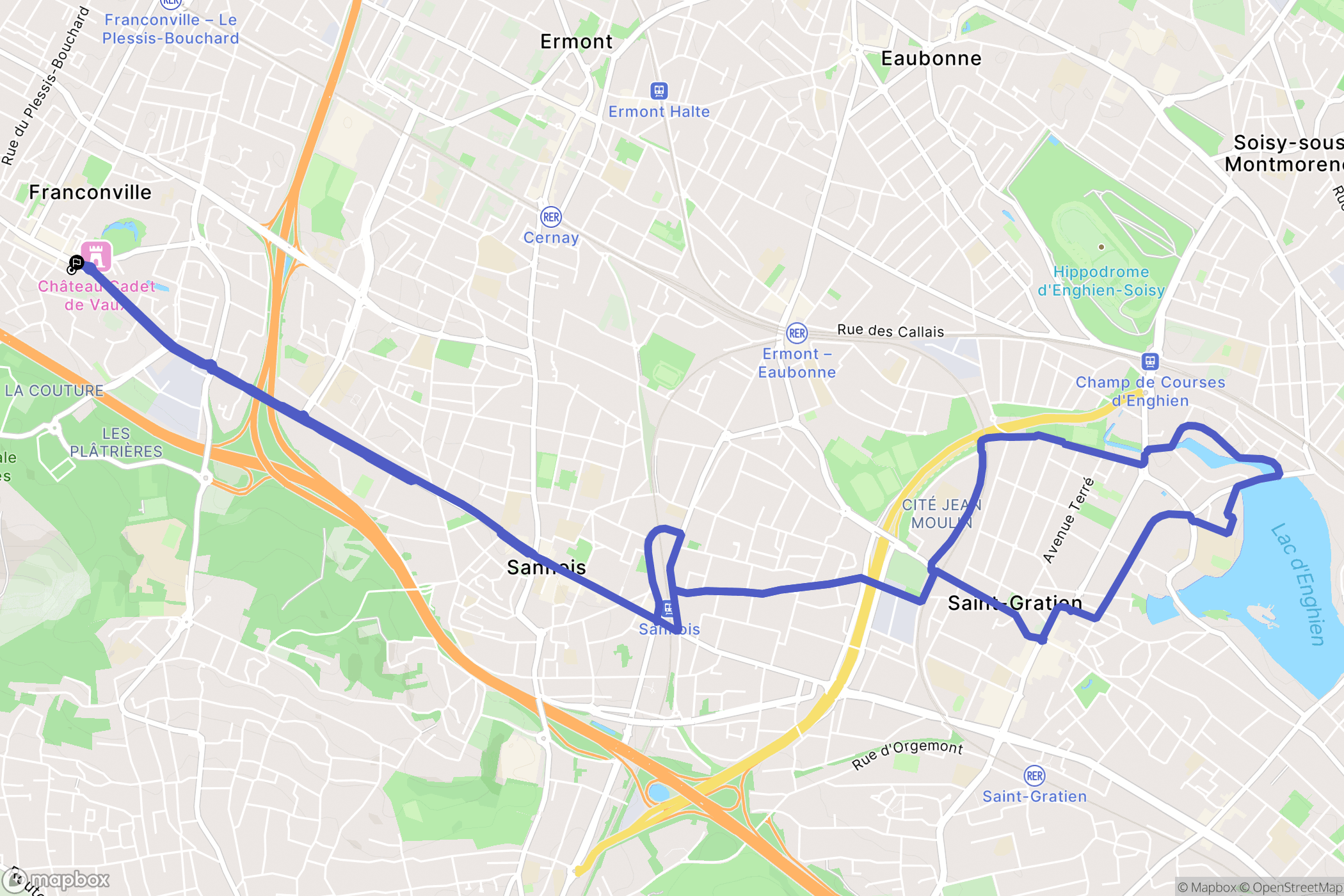 Franconville : carte du parcours de randonnée - France