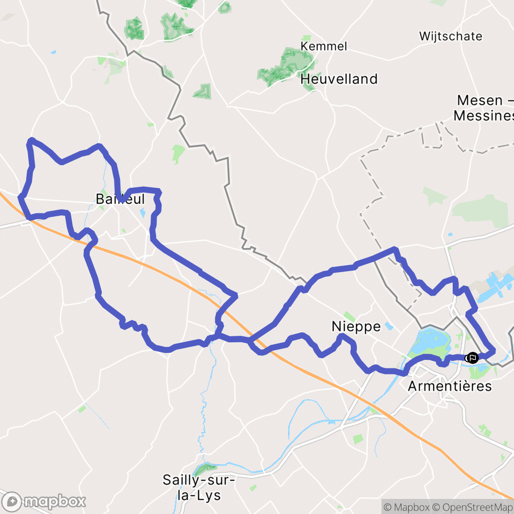 Armentières : carte du parcours de randonnée - France