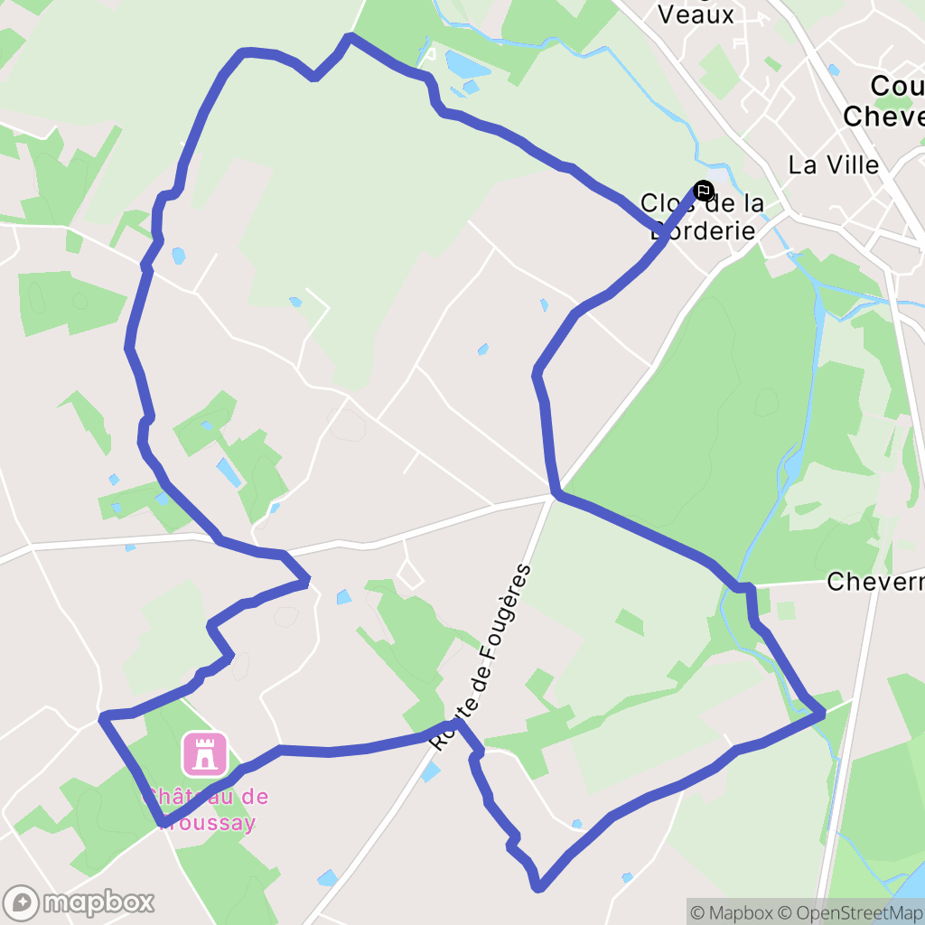 Cour-Cheverny : carte du parcours de randonnée - France