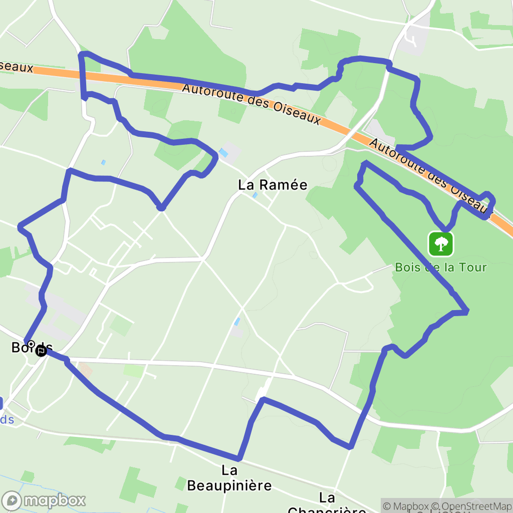 Bords : carte du parcours de randonnée - France