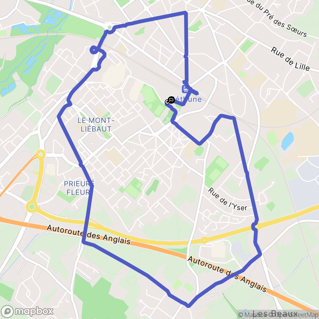 Béthune : carte du parcours de randonnée - France