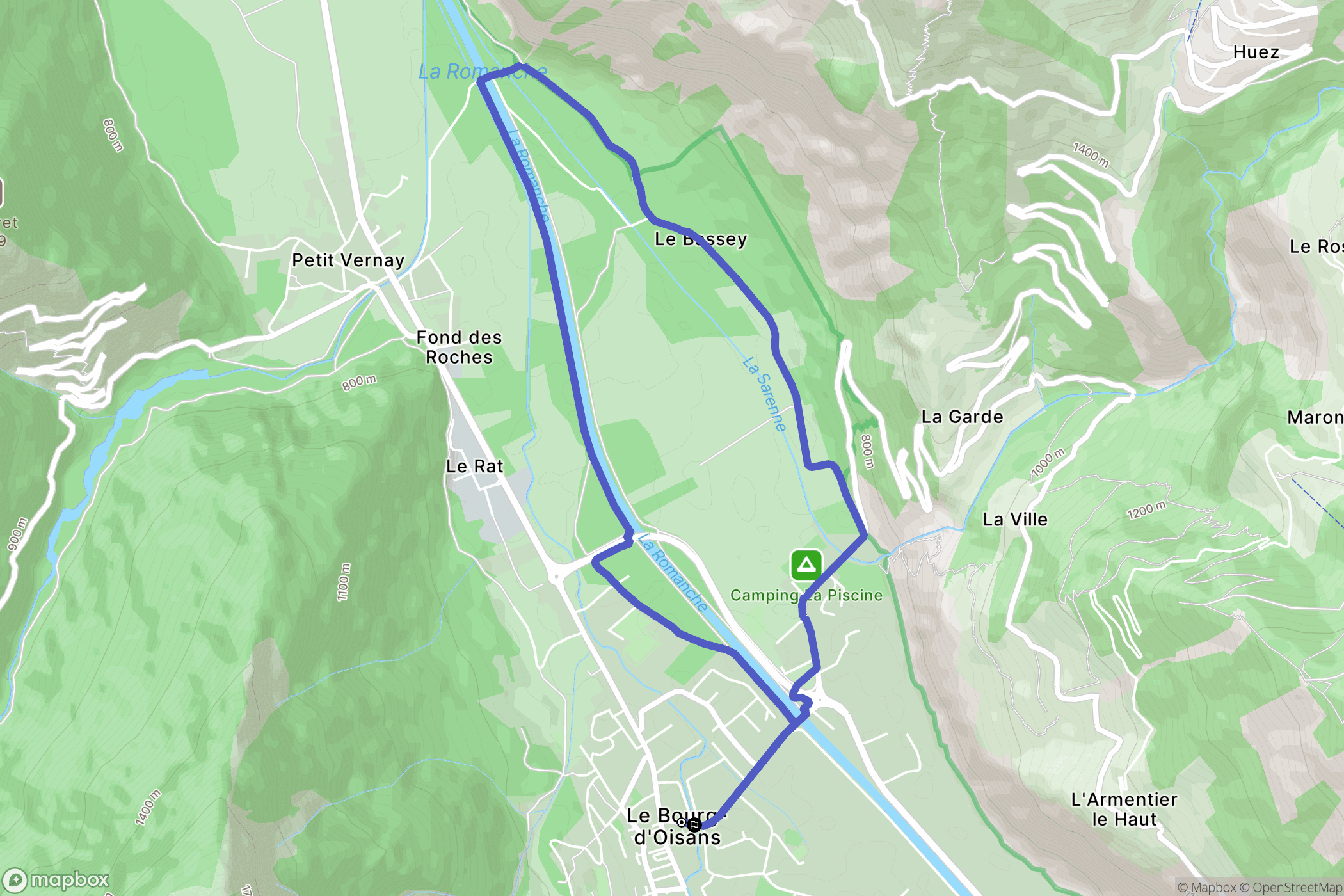 Le Bourg-d'Oisans : carte du parcours de randonnée - France
