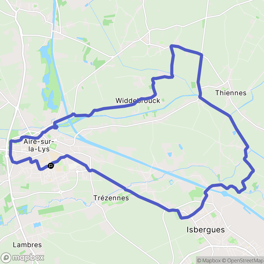 Aire-sur-la-Lys : carte du parcours de randonnée - France