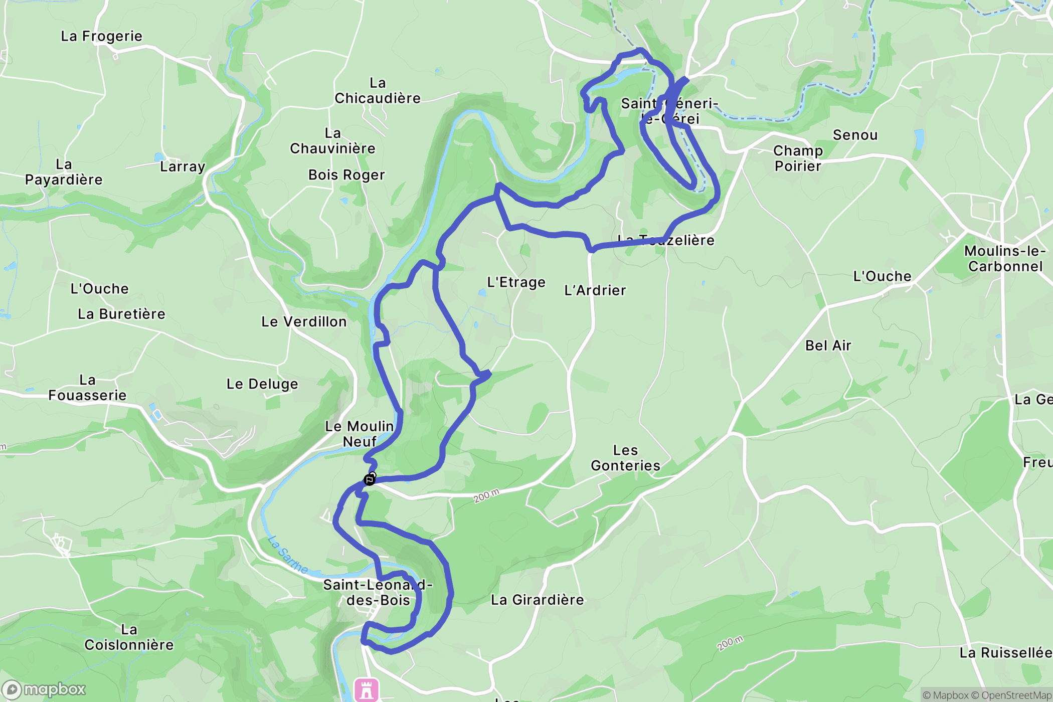 Saint-Léonard-des-Bois : carte du parcours de randonnée - France