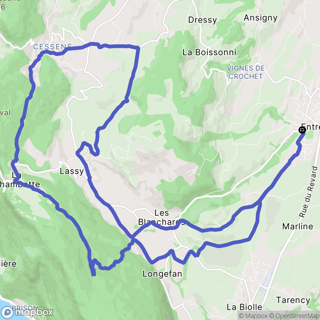 Entrelacs : carte du parcours de randonnée - France