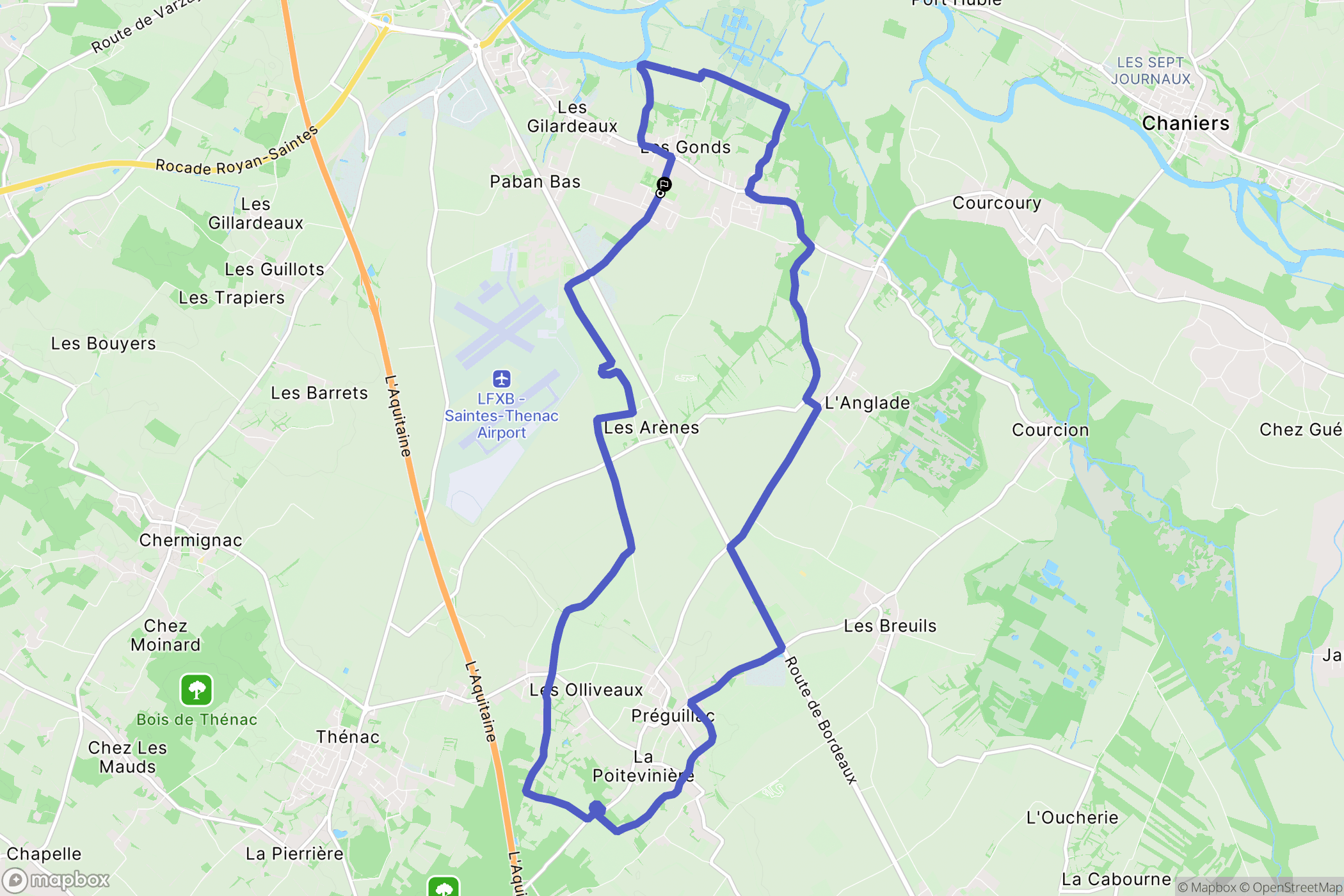 Les Gonds : carte du parcours de randonnée - France