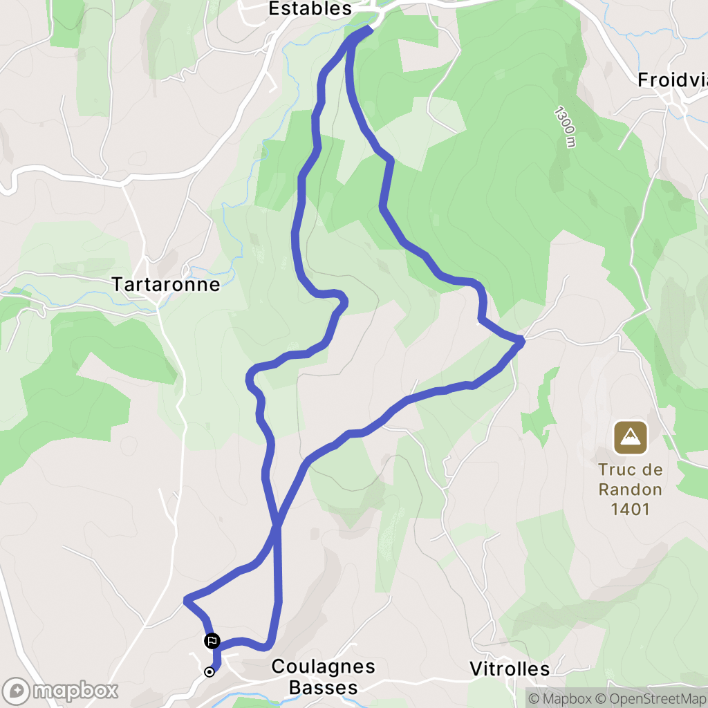 Monts-de-Randon : carte du parcours de randonnée - France