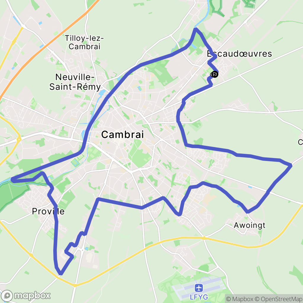 Escaudœuvres : carte du parcours de randonnée - France