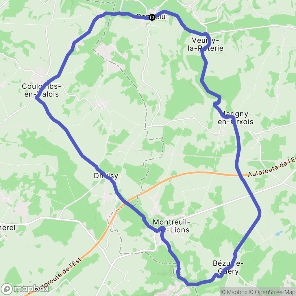 Gandelu : carte du parcours de randonnée - France