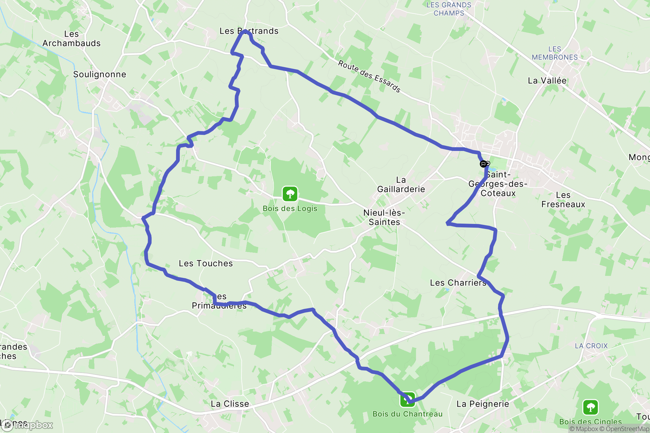 Saint-Georges-des-Coteaux : carte du parcours de randonnée - France
