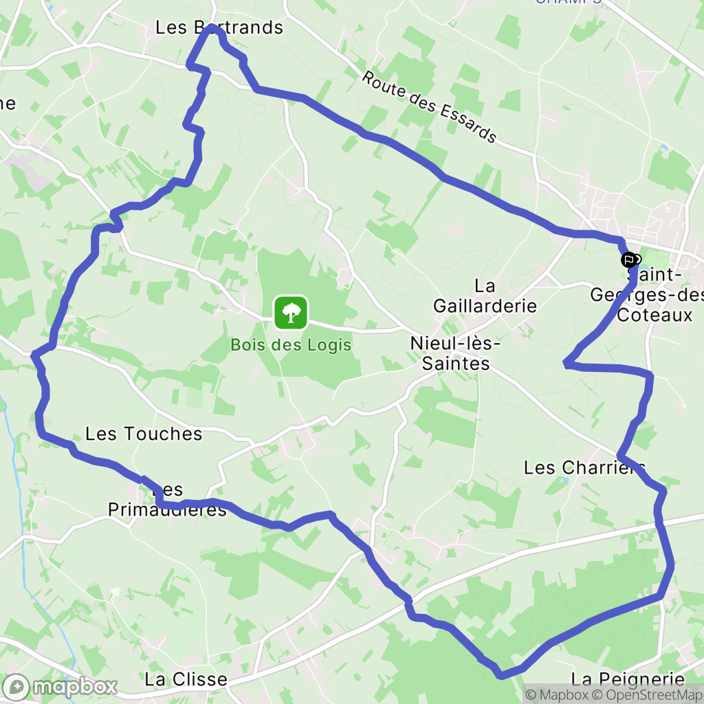 Saint-Georges-des-Coteaux : carte du parcours de randonnée - France