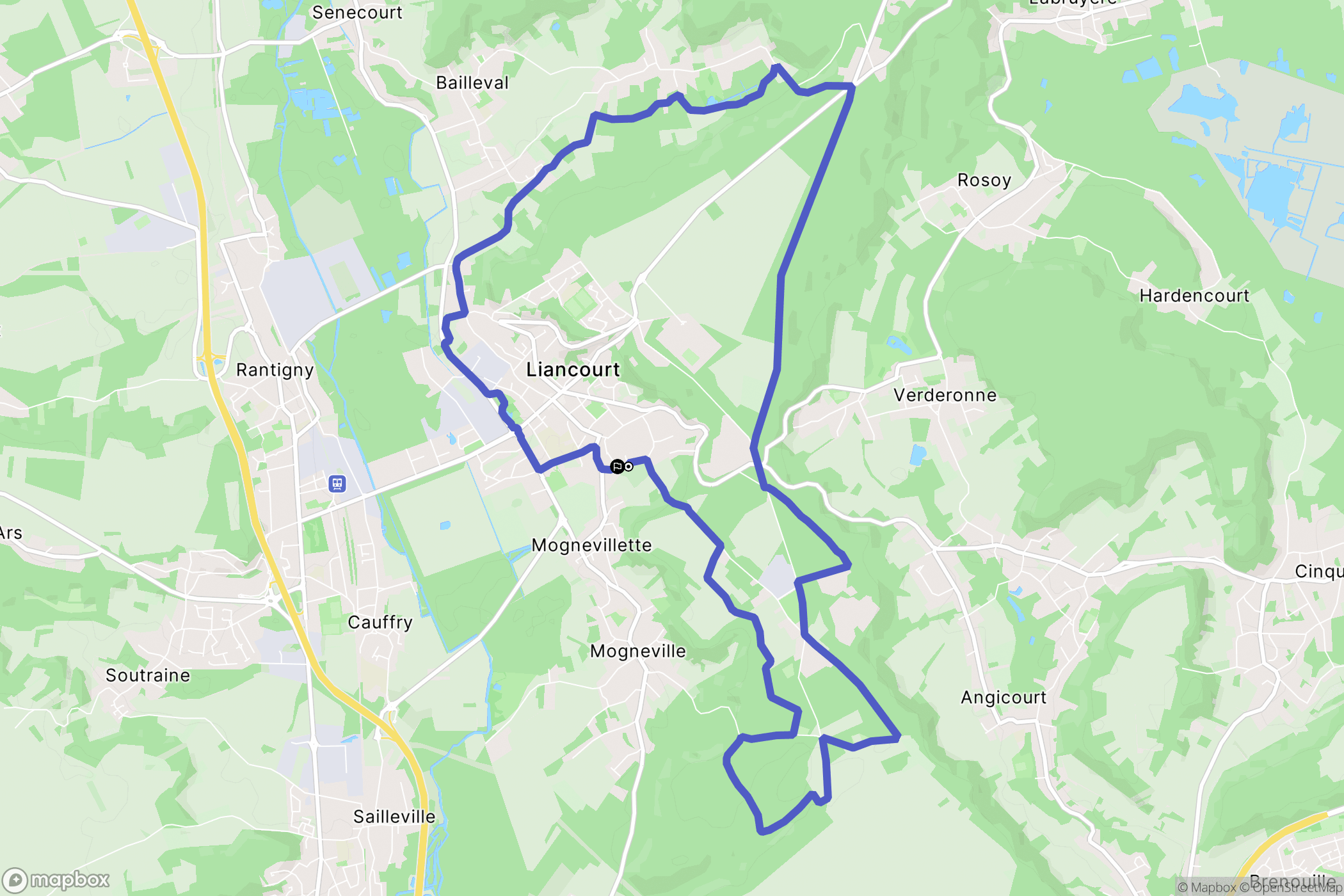 Liancourt : carte du parcours de randonnée - France