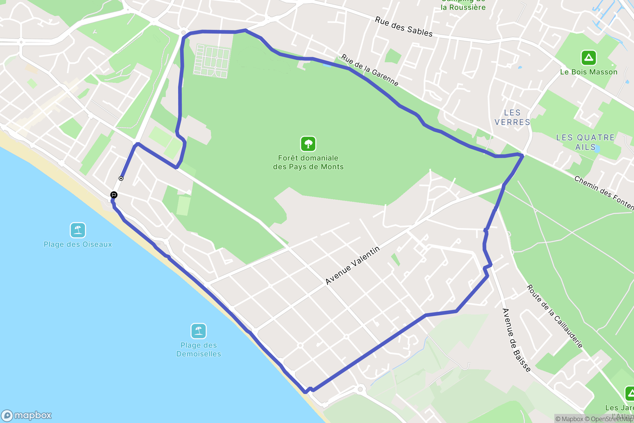 Saint-Jean-de-Monts : carte du parcours de randonnée - France