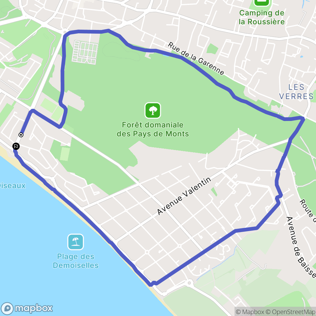 Saint-Jean-de-Monts : carte du parcours de randonnée - France