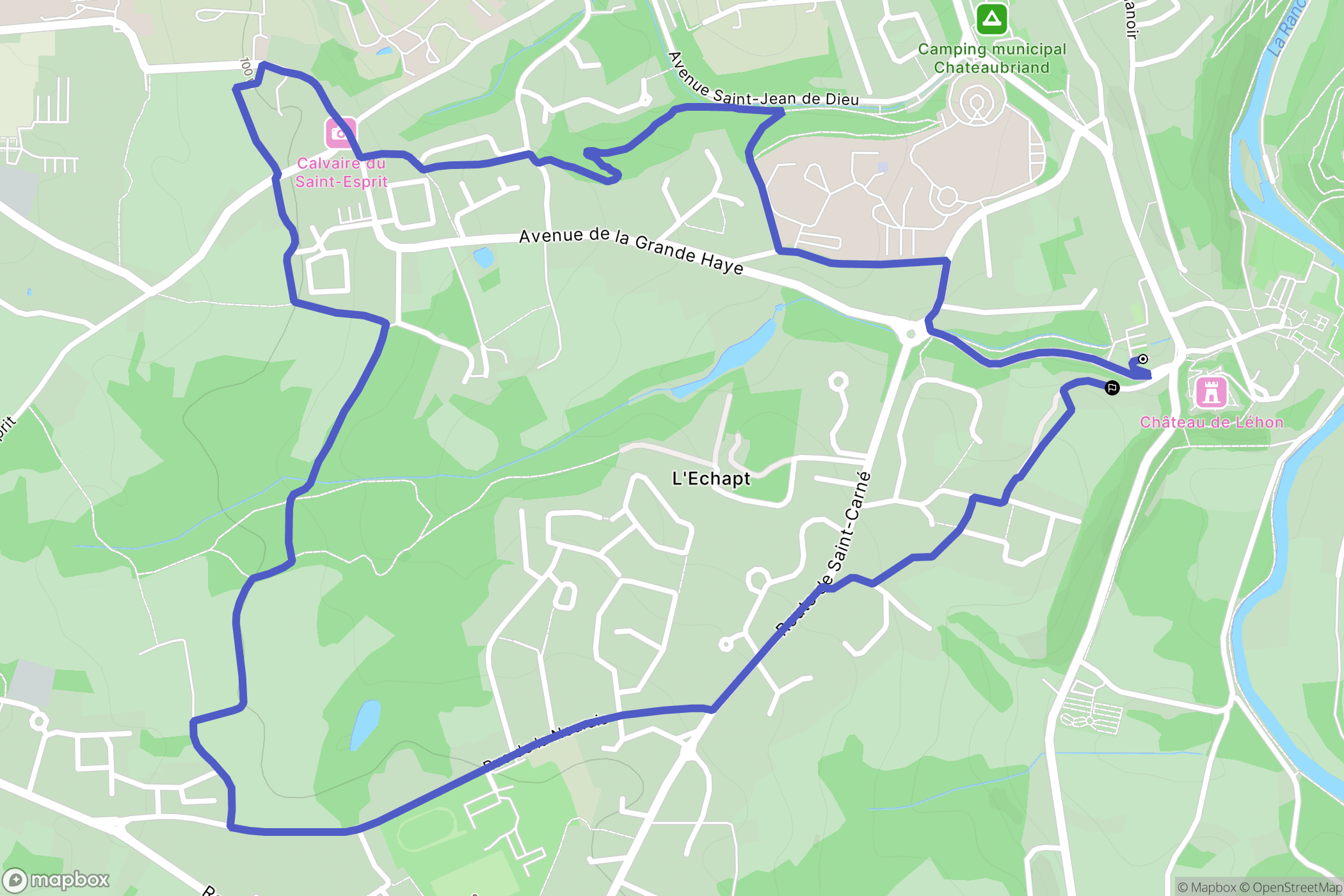 Dinan : carte du parcours de randonnée - France