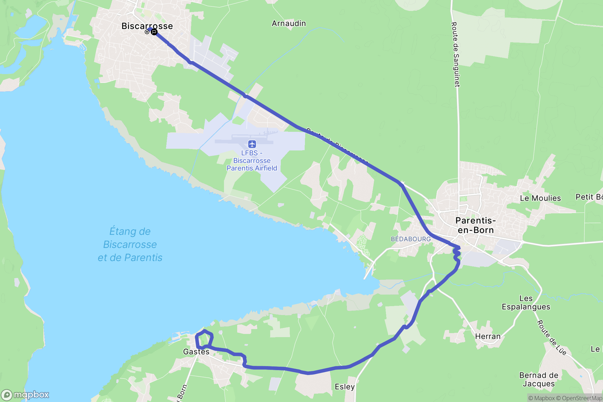Biscarrosse : carte du parcours de randonnée - France