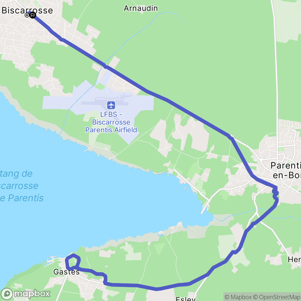 Biscarrosse : carte du parcours de randonnée - France