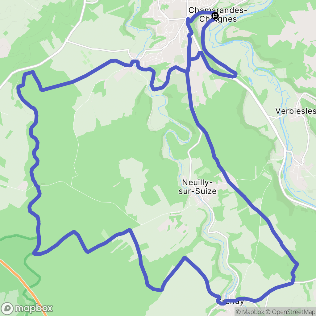 Chamarandes-Choignes : carte du parcours de randonnée - France