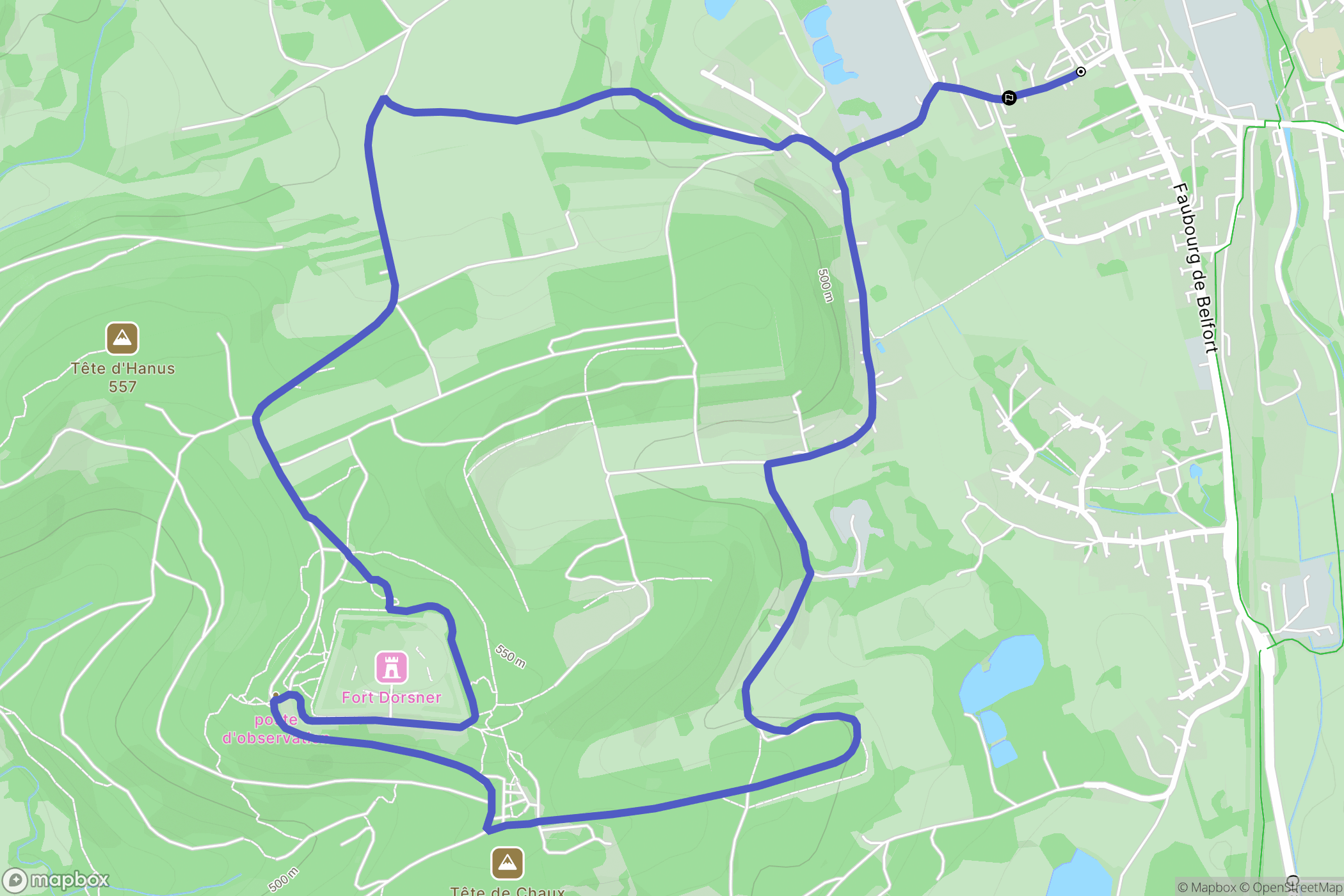 Giromagny : carte du parcours de randonnée - France