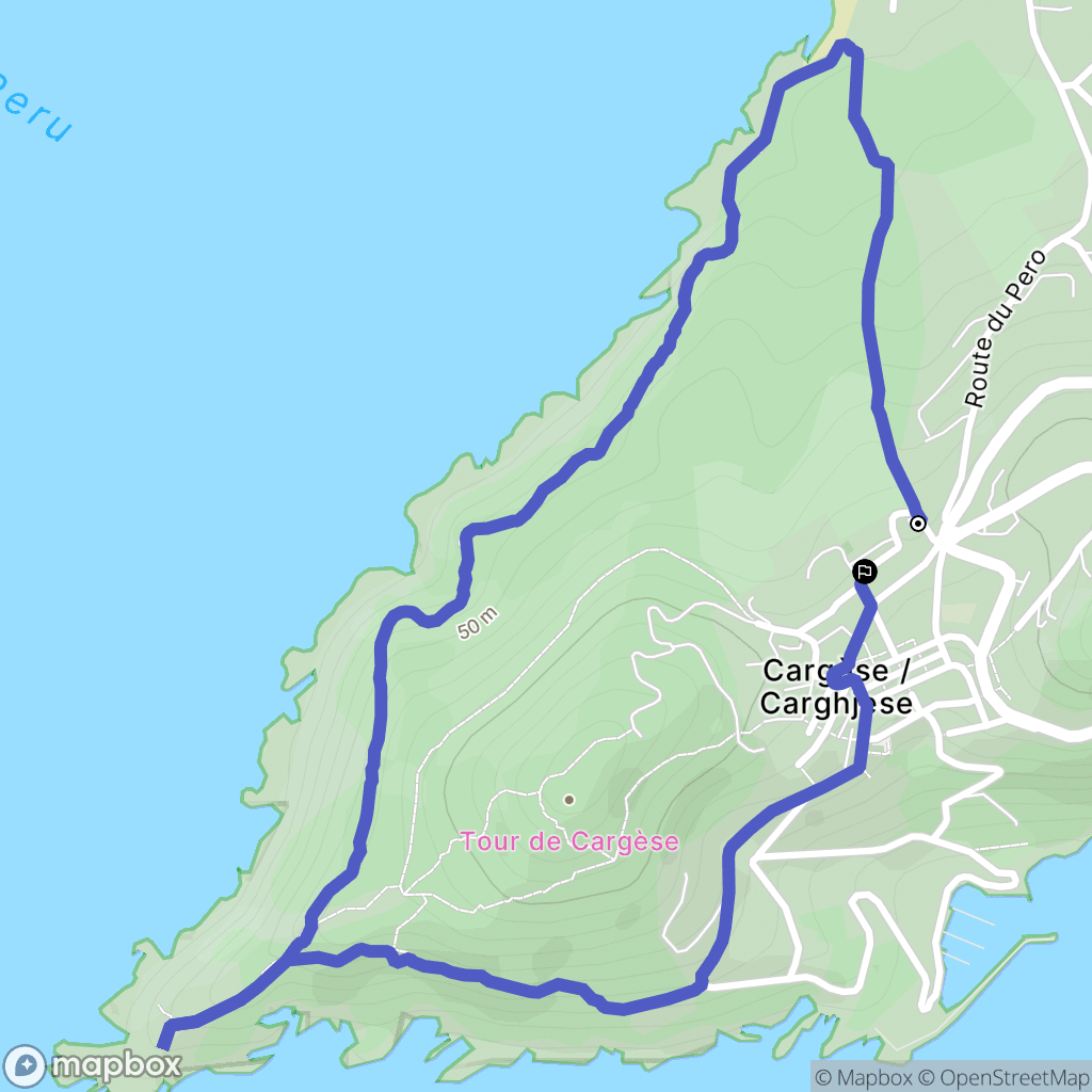 Cargèse : carte du parcours de randonnée - France