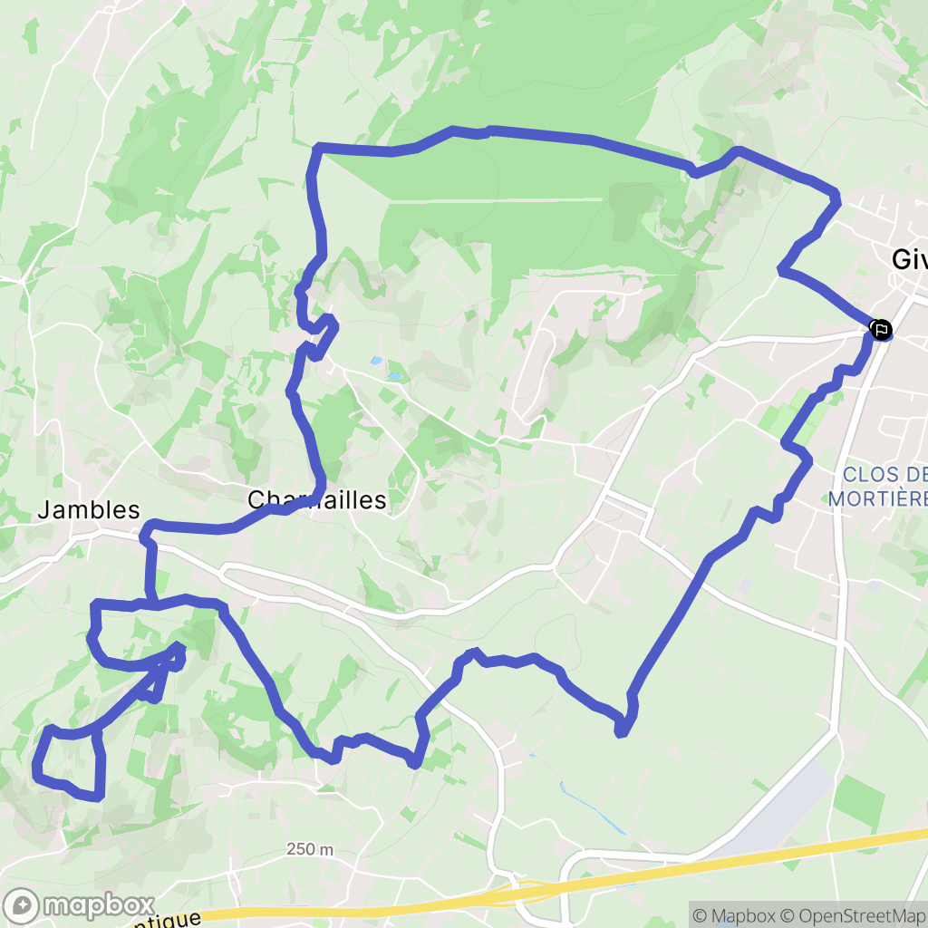 Givry : carte du parcours de randonnée - France