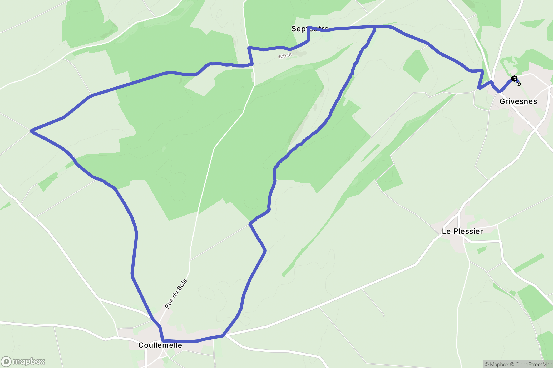Grivesnes : carte du parcours de randonnée - France