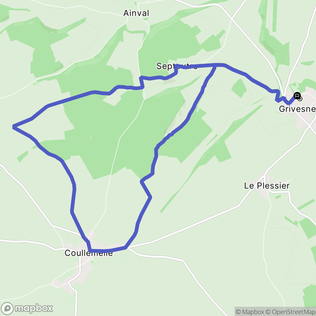 Grivesnes : carte du parcours de randonnée - France
