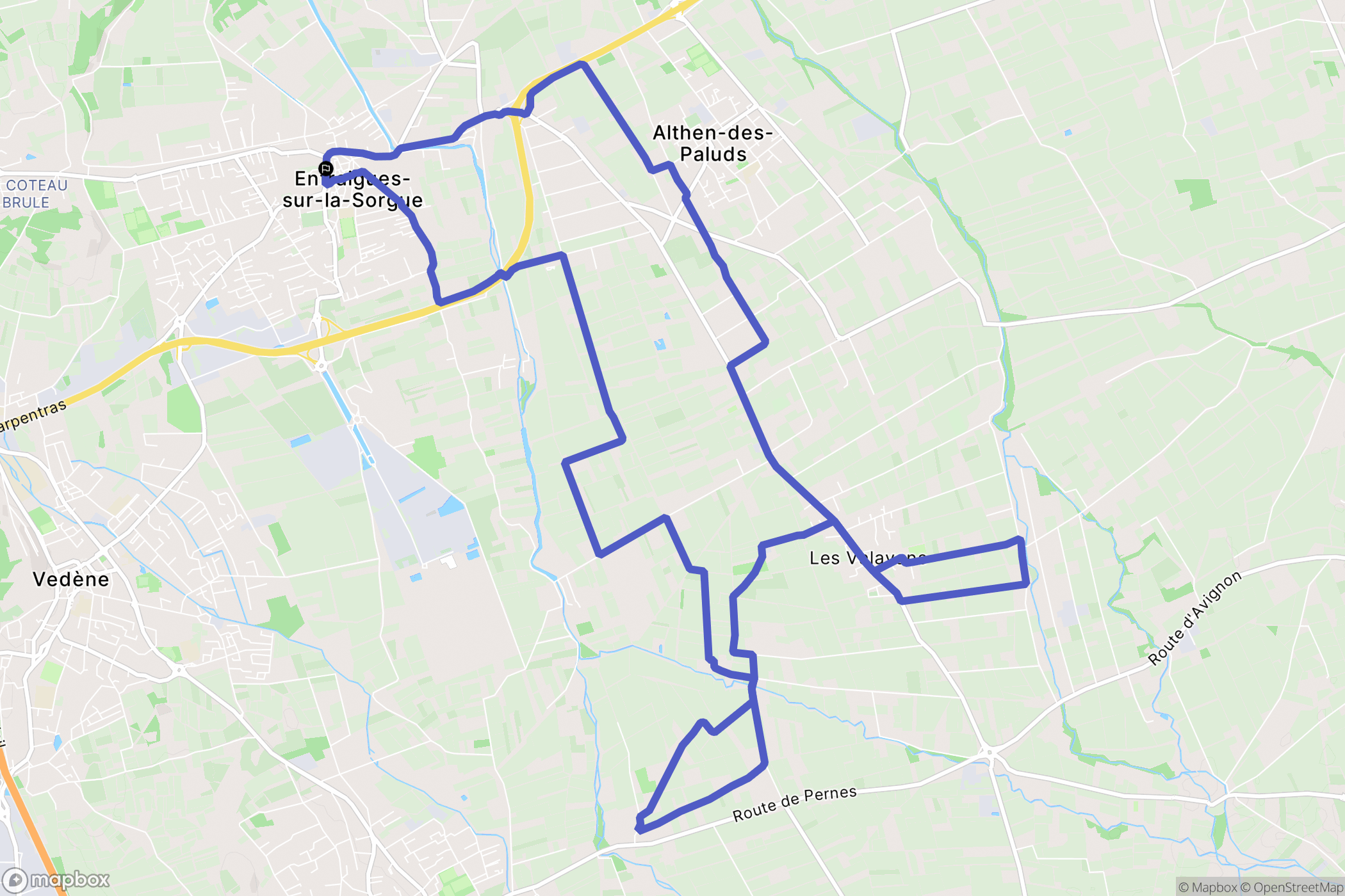 Entraigues-sur-la-Sorgue : carte du parcours de randonnée - France