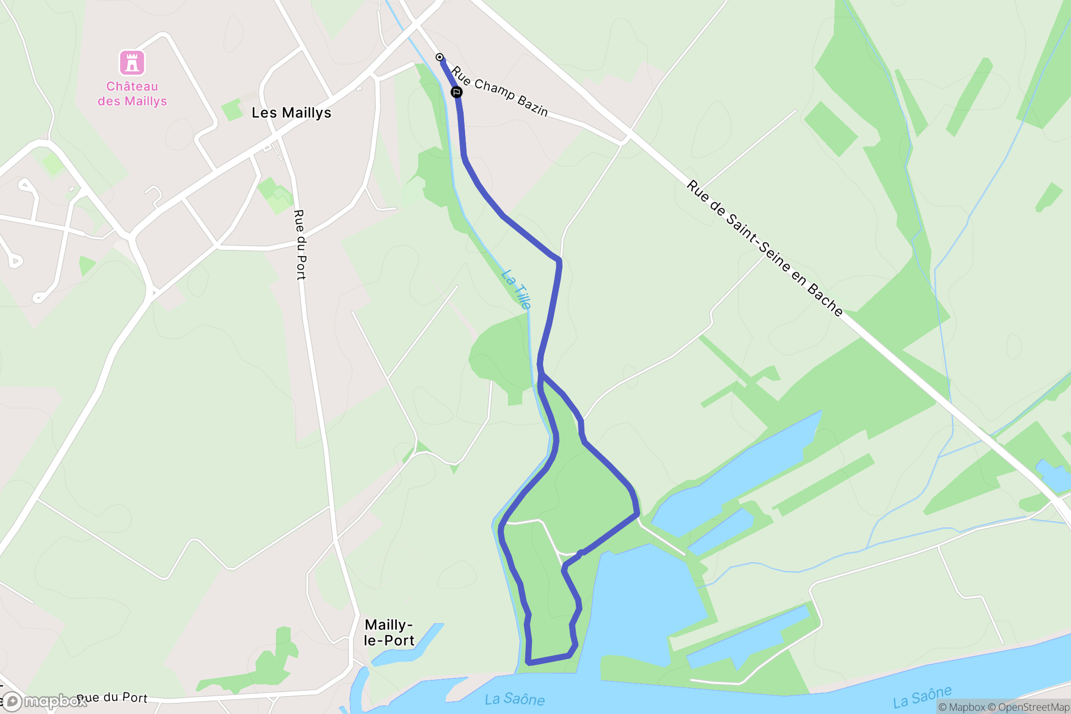 Les Maillys : carte du parcours de randonnée - France
