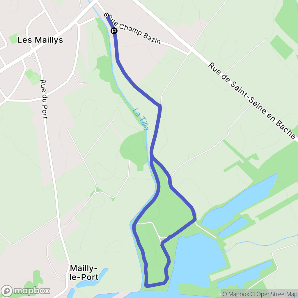 Les Maillys : carte du parcours de randonnée - France