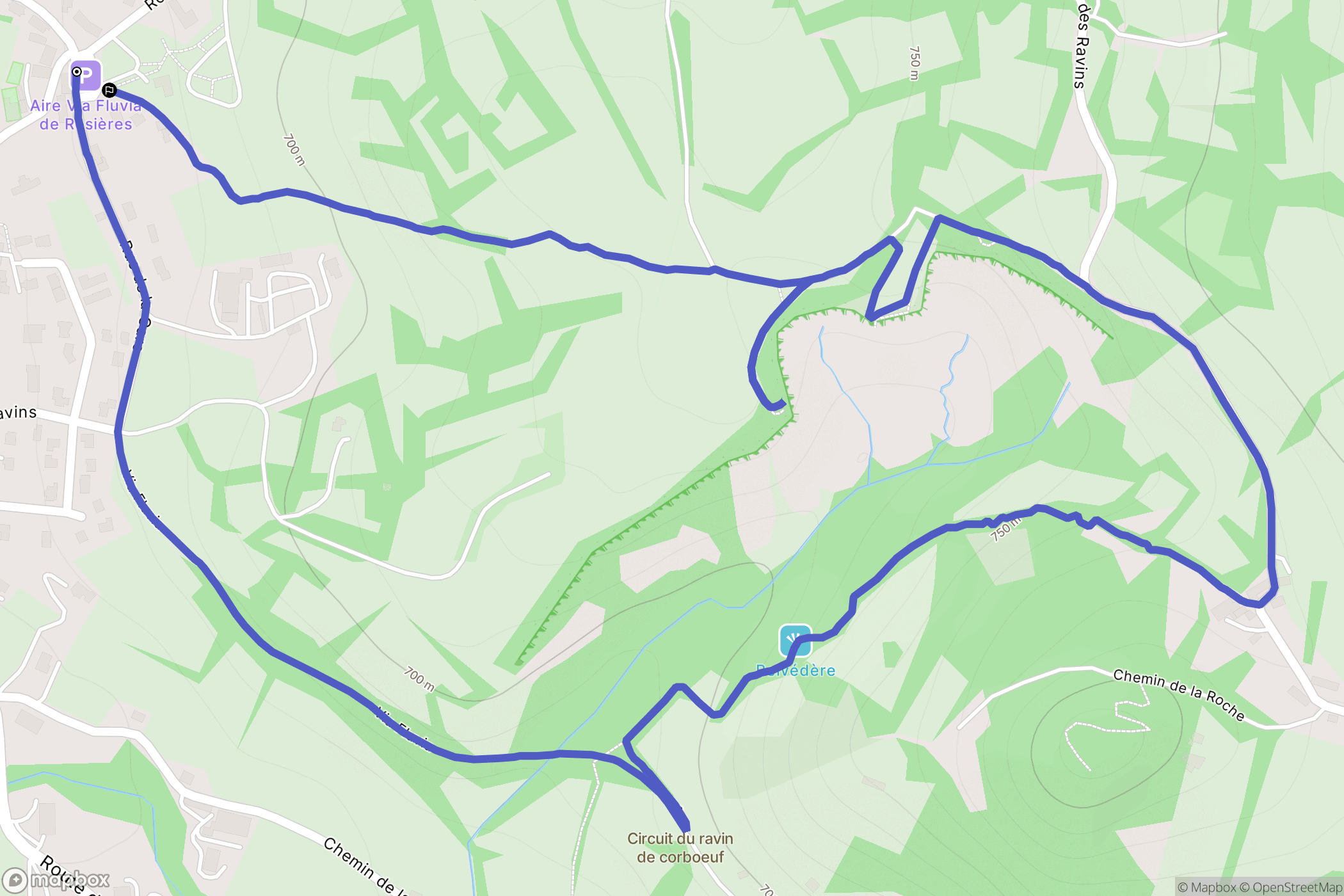 Rosières : carte du parcours de randonnée - France