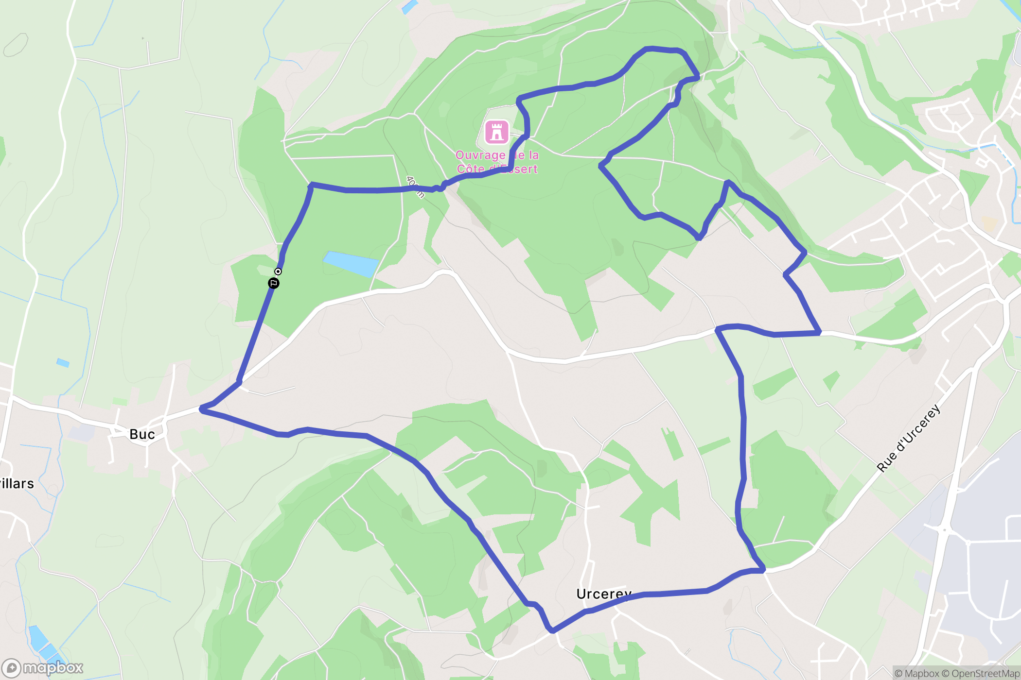 Buc : carte du parcours de randonnée - France