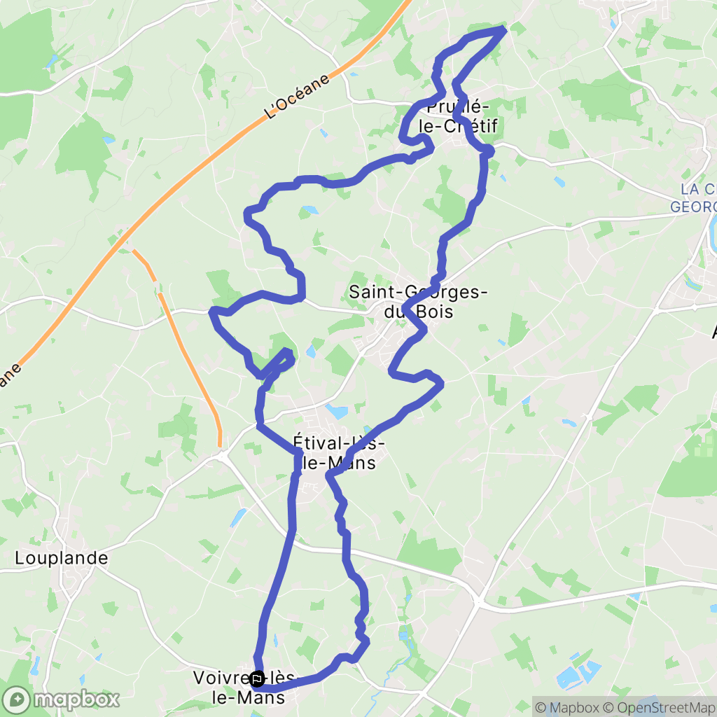 Voivres-lès-le-Mans : carte du parcours de randonnée - France