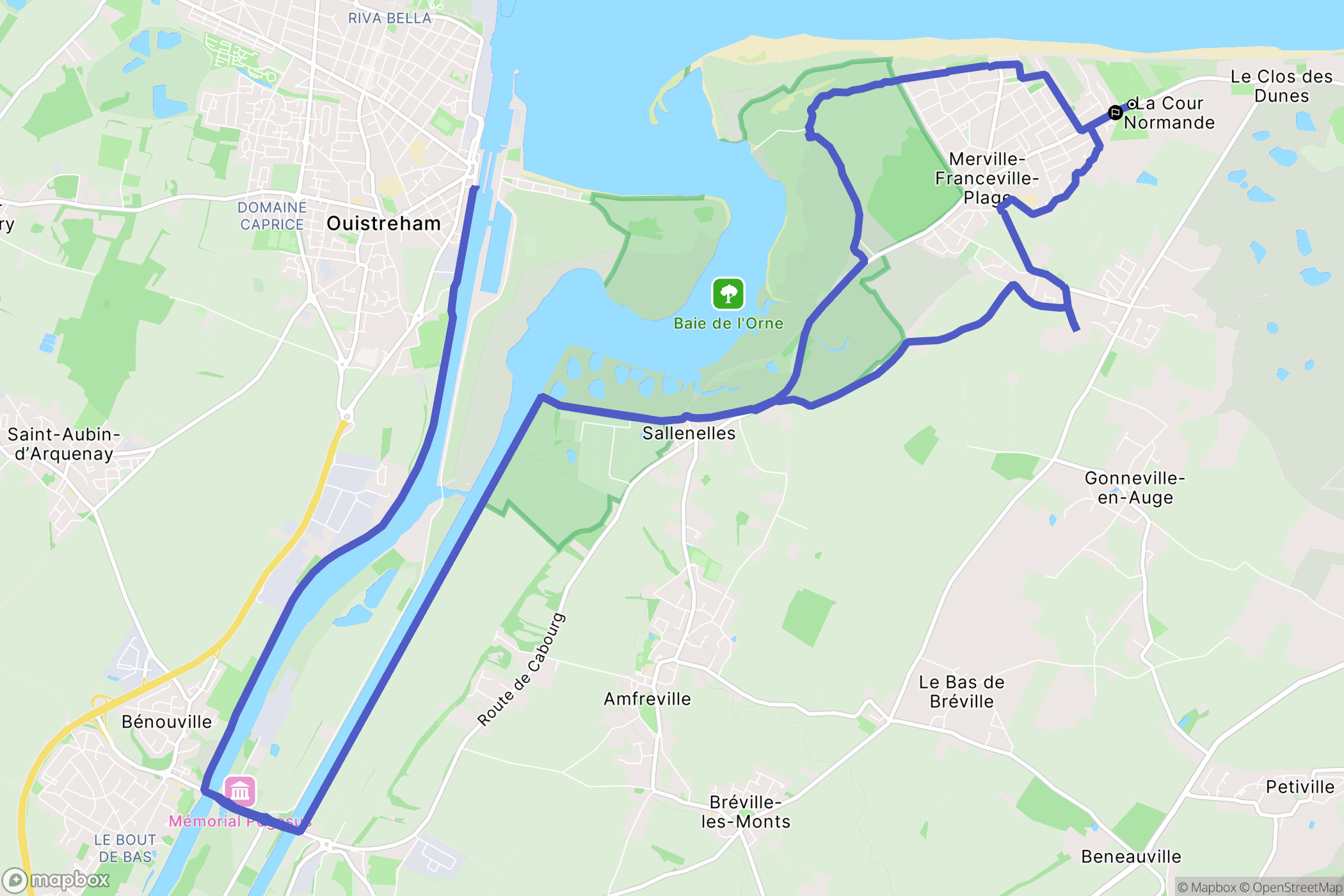 Merville-Franceville-Plage : carte du parcours de randonnée - France